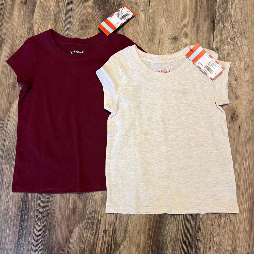 Cat & Jack set of two T-Shirts Burgundy and Cream 3T